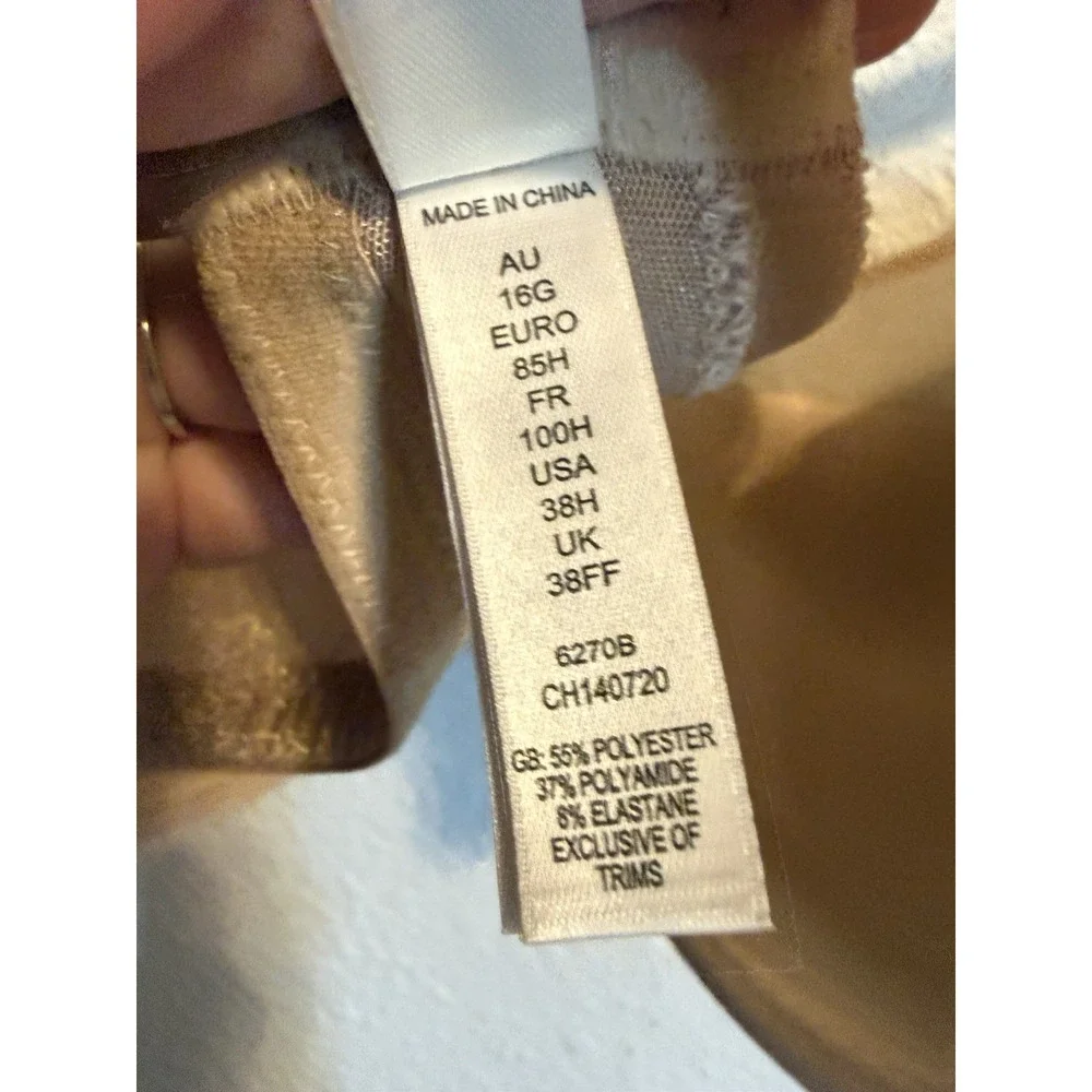 Gossard Glossies Bra 38H High Apex Padded Push Up Bras Nude Lingerie